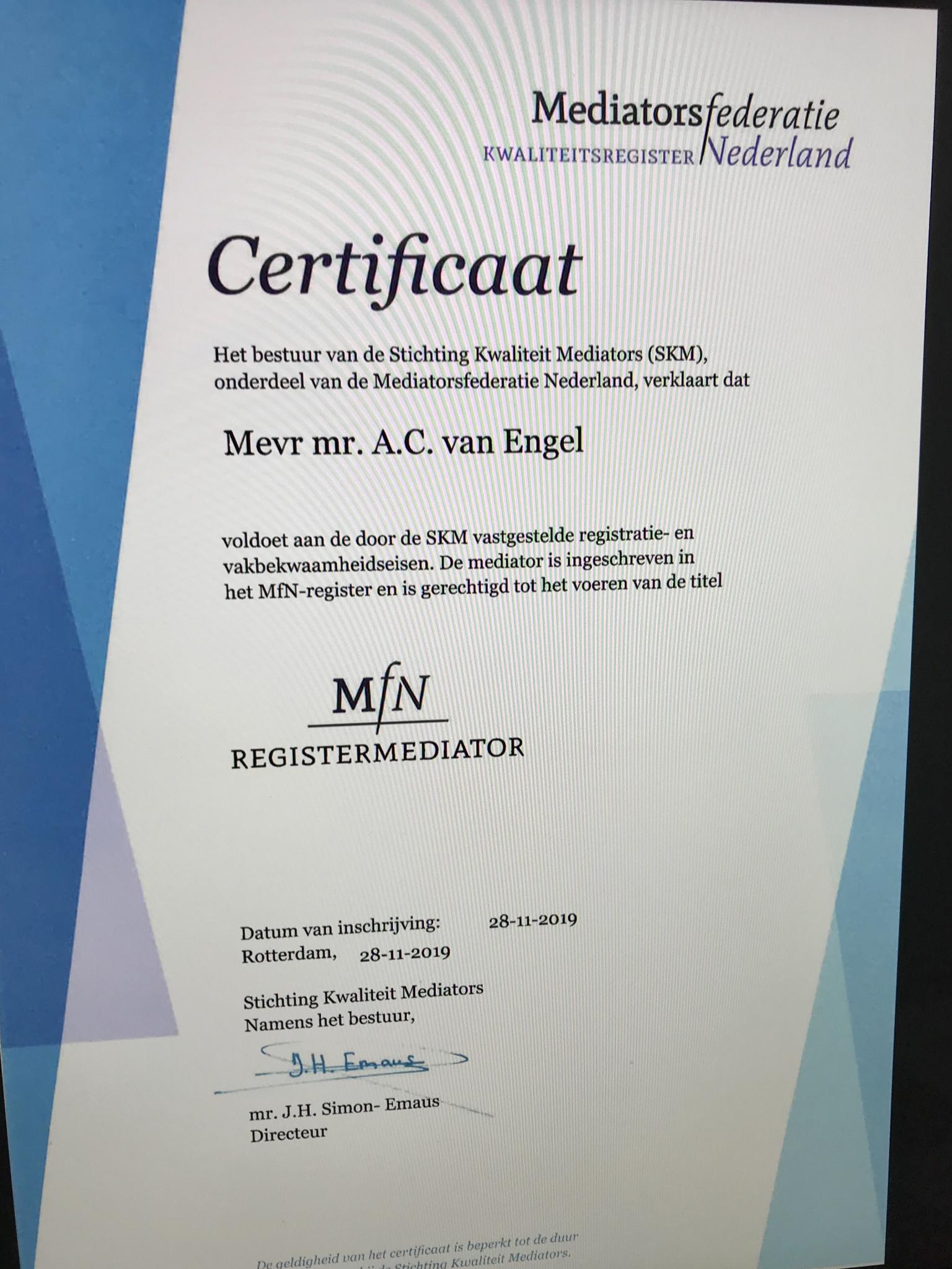 MfN-registratie binnen!